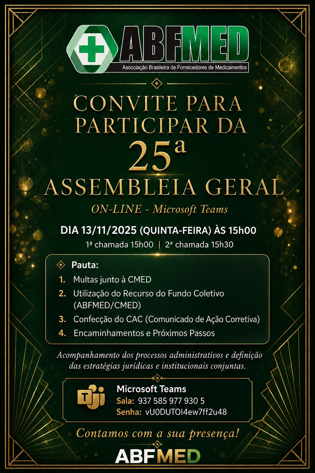 Convite da 25ª Assembleia Geral Ordinária da ABFMED