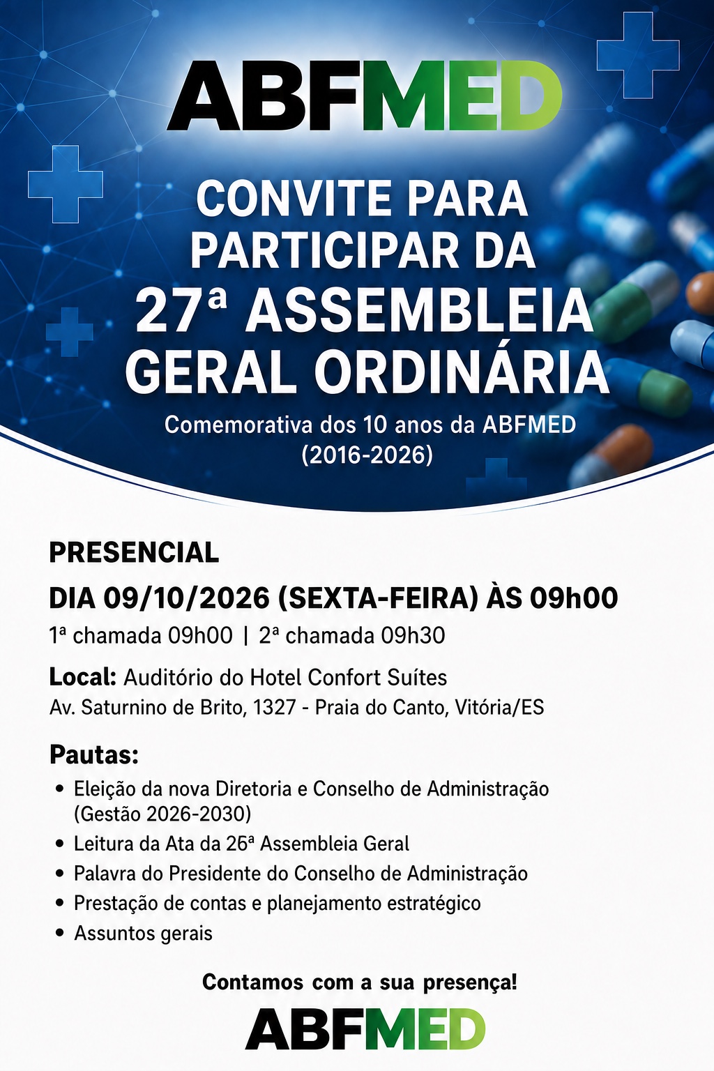 Convite da 27ª Assembleia Geral Ordinária da ABFMED